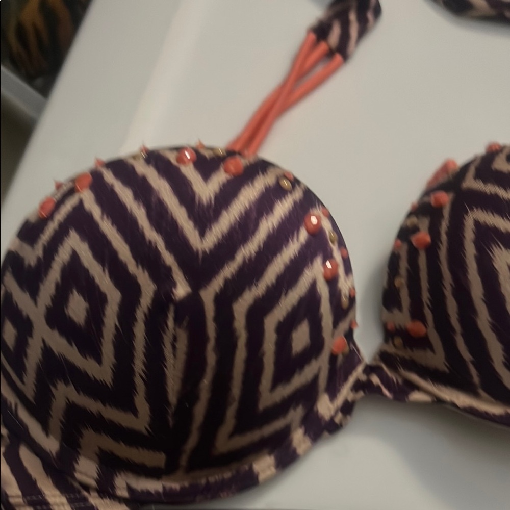 Geometric Pattern Bikini With Studs - image 3